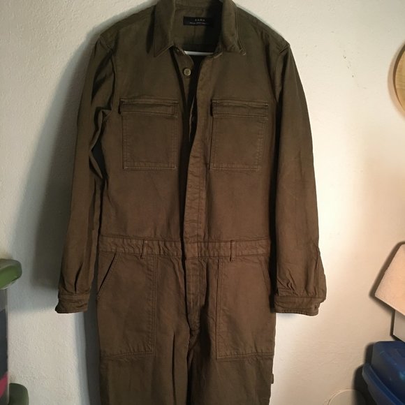 Zara Jeans Zara Man Green Military Style Coveralls Jumpsuit L